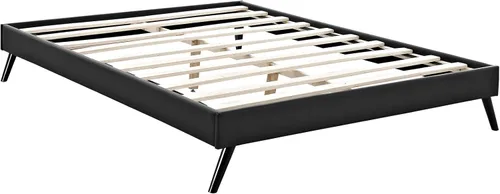 Vista 4 de Modway Helen - Marco de cama de vinilo con patas redondas extendidas, tamaño Queen, color negro