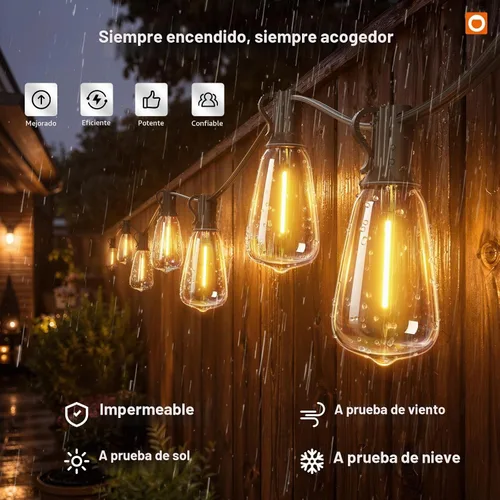Vista 4 de addlon - Cadena de luces para exteriores de 150 pies (50 x 3) con control remoto LED Edison impermeable
