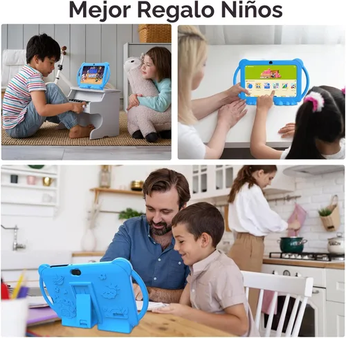 Vista 5 de PEICHENG Tableta para Niños de 7 Pulgadas Android 12.0 para Niños Pequeños, 4GB RAM 32GB ROM Bluetooth Pantalla IPS Control Parental Cámara Dual Azul
