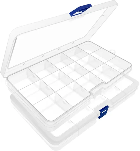 Vista 9 de DUOFIRE Caja Organizadora de Plástico Transparente para Perlas de Joyería, Caja de Almacenamiento con Divisores Ajustables, Cuadrícula Extraíble