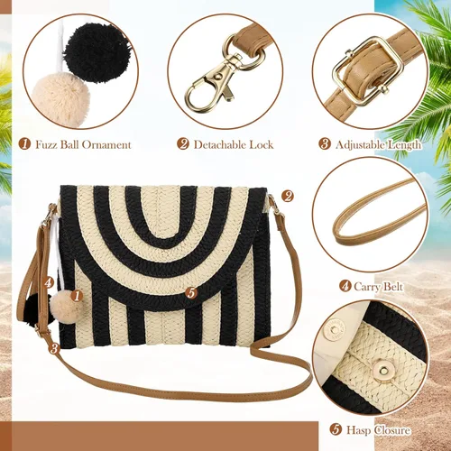 Vista 5 de Frienda Bolso bandolera de paja para mujer