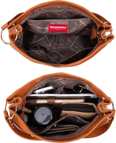 Vista 5 de Montana West Bolso Hobo para mujer con asa superior y bolsillos con cremallera