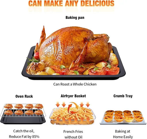Vista 3 de Geek Chef Freidora de aire, 6 rebanadas de 25 cuartos de galón, freidora de aire, horno freidora de aire, asar, hornear, recalentar, freír sin