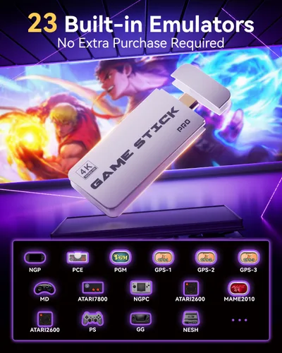 Vista 2 de 2026 Upgraded Retro Gaming Console Stick, Classic Video Games Stick with 4K HDMI, Built-in 23 Emulators, 20000+ Games - Plug & Play TV Video Gaming