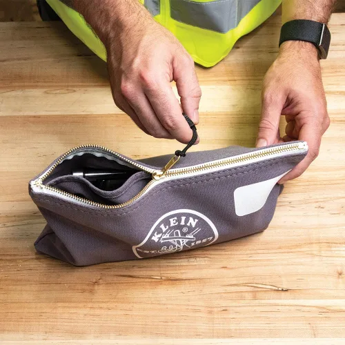 Vista 7 de KLEIN TOOLS 55578 Bolsa con cremallera con divisor, lona No. 10, organizador de bolsas de herramientas resistentes de 7 x 12-1/2 pulgadas, multiusos
