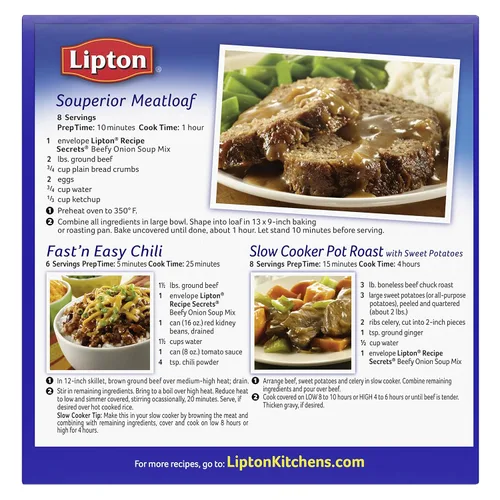 Vista 4 de Lipton Recipe Secrets - Mezcla de sopa y inmersión para una deliciosa comida, sabor a cebolla fornida con tus recetas favoritas, 2.2 onzas, 2