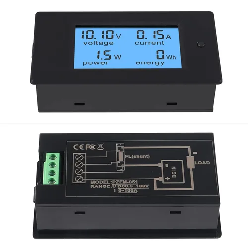 Vista 3 de DC 6.5-100V 0-100A 12V 24V 36V 48V 60V 72V Volt Amp Watt Medidor Pantalla LCD Digital Voltaje de corriente Medidor de energía Multímetro Amperímetro