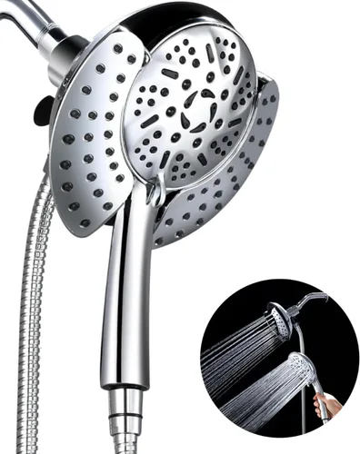 Vista 8 de GRICH Cabezal de ducha de 2.5GPM con mano: 2 en 1 cabezales de ducha de alta presión con combo de rociador de mano y cabezal de ducha de lluvia, 9