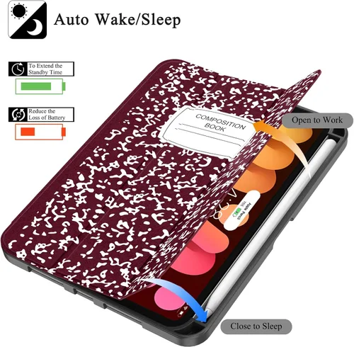 Vista 8 de Soke Funda para iPad mini 7(A17 Pro) 2024/iPad Mini 6 2021 de 8.3 pulgadas con Soporte para Lápiz-[Carga de Lápiz + Activación/Suspensión