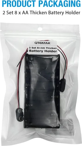 Vista 5 de QTEATAK 2 soportes para 8 pilas AA con clip de batería tipo I cableado y conector a presión estándar