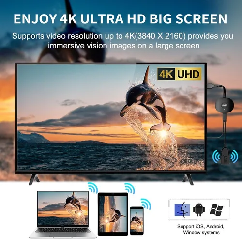 Vista 3 de Adaptador de pantalla HDMI 4K inalámbrico, SOCLLLife WiFi Casting Dongle para iOS, Android, Windows, dispositivos Mac a TV/Monitor/Proyector