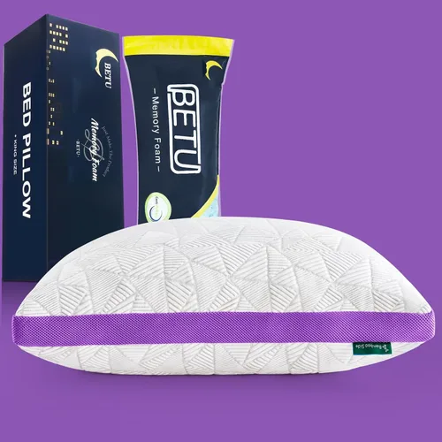 Vista 13 de BETU Almohada refrescante estándar, almohada de espuma viscoelástica triturada fresca para durmientes calientes, almohadas ajustables firmes