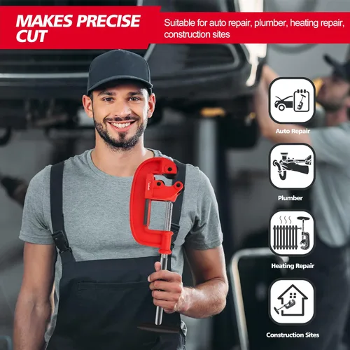 Vista 5 de Godora Herramienta Cortadora de Tubería Resistente de 1/8-2 Pulgadas con una Cuchilla Extra, Cortadora de Tubería Rígida Afilada que Corta Tubería