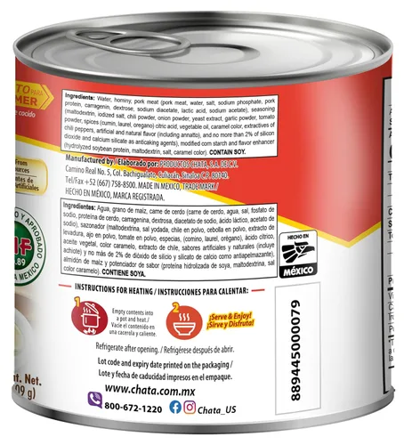 Vista 4 de Chata Sopa mexicana de pozole con cerdo y maíz hominado, lista para calentar y servir, 25 onzas (paquete de 3)