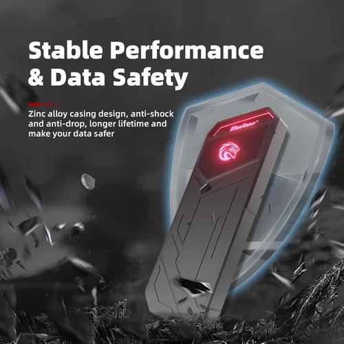 Vista 4 de KingSpec Z5 SSD externo de 512 GB, 2100 MB/s, discos duros portátiles de estado sólido con luz RGB, funda de aleación de zinc, interfaz USB 3.2