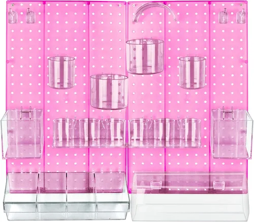 Vista 6 de Azar Displays 900944-BLK El kit organizador de pared multiusos de 24 piezas con dos paneles y surtido de accesorios: ganchos, compartimento divisor