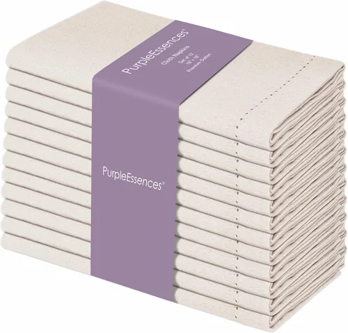Vista 31 de PurpleEssences Juego de 6 servilletas de tela de vainica, 100% algodón, suaves, duraderas, lavables, ideales para bodas, Navidad, vacaciones