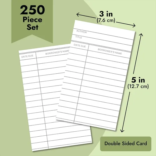 Vista 5 de Tarjetas de pago de biblioteca, tarjetas de notas de fecha de vencimiento para mantener registros (3 x 5 pulgadas, paquete de 250 unidades)