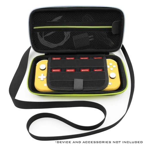 Vista 2 de CASEMATIX Carrying Case Compatible with Nintendo Switch Lite with 8 Game Slots, Non-Scratch Divider for Screen Protection, Accessory Storage and