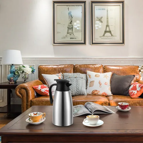 Vista 2 de Jarra térmica de café de 68 onzas, frasco aislado al vacío de doble pared de acero inoxidable, dispensador de café para mantener bebidas y agua