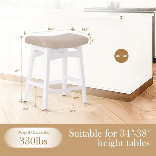 Vista 33 de Sophia & William Taburete de bar de altura de mostrador para isla de cocina, taburetes de mostrador de 24 pulgadas con patas de madera, asiento