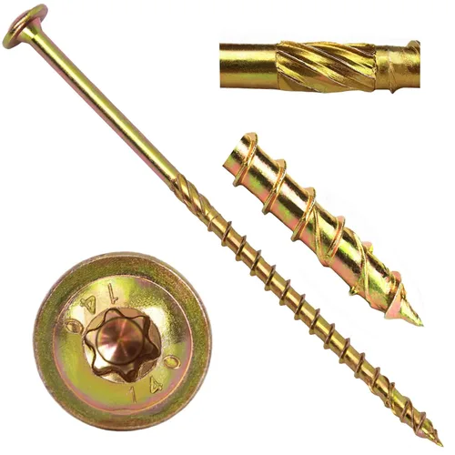 Vista 9 de Tornillos Estructurales, Tornillo de Anclaje de Construcción de 1/4" x 2-1/4" con Cabeza Torx/Estrella de Servicio Pesado, Tornillo de Anclaje