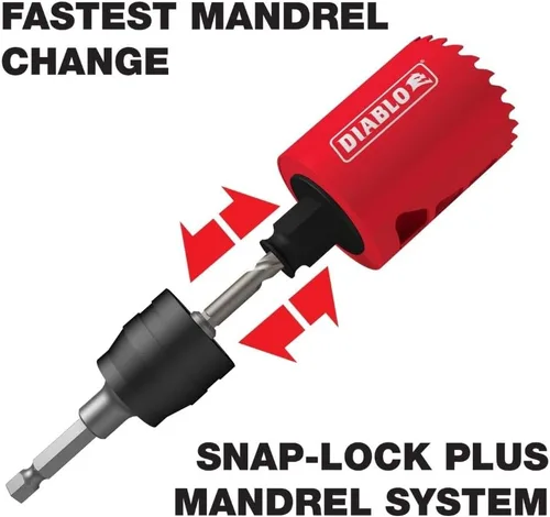 Vista 5 de Diablo - Sierra de dientes de carburo para madera y metal, se adapta con sistema de mandril Snap-Lock Plus, expulsión de enchufe sin herramientas