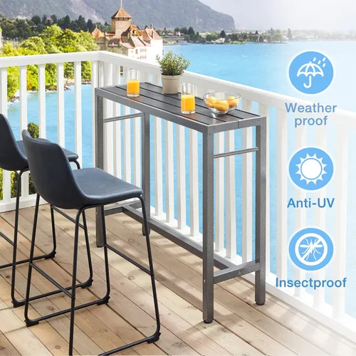 Vista 3 de Mr IRONSTONE Mesa de bar para exteriores de 47 pulgadas, mesa de comedor de altura de pub con parte superior impermeable y soporte de acabado