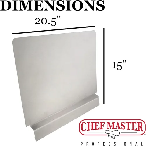 Vista 3 de Chef Master Protector contra salpicaduras para freidora comercial, evita que el aceite se salpique, esenciales de cocina, ajuste universal, acero