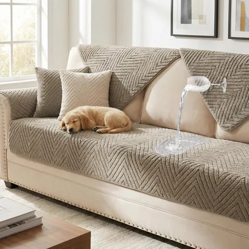 Vista 11 de Turquoize Juego de 2 fundas impermeables para reposabrazos de sofá, antideslizantes, peludas, lavables, gruesas, suaves, fundas protectoras