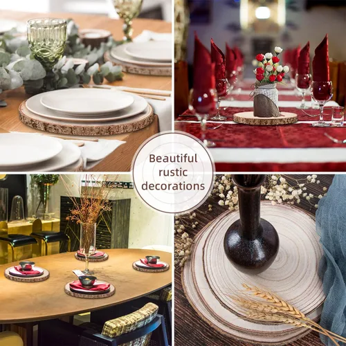 Vista 5 de Maputune 8 piezas de rebanadas grandes de madera sin terminar de 10 a 11 pulgadas para centros de mesa, placa de madera rústica natural