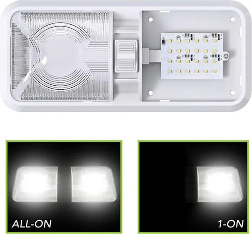 Vista 8 de Paquete de 2 luces LED para techo con doble cúpula para RV con interruptor de encendido/apagado para iluminación