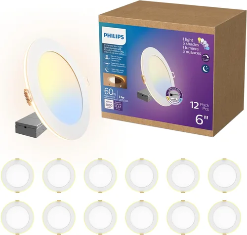 Vista 14 de PHILIPS LED 60W delgado de 6 pulgadas, luz descendente sin carcasa, paquete de 2, temperatura blanca seleccionable, multi-CCT, 1000 lúmenes