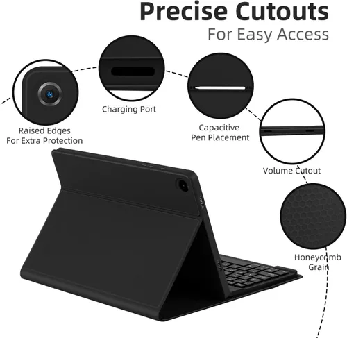 Vista 3 de Funda EAMPANG con teclado ratón para Samsung Galaxy Tab A9 Plus de 11 pulgadas (SM-X210/X215/X216/X218), teclado magnético desmontable USB-C