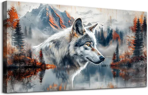 Vista 11 de Lapremoly Decoración de pared grande para sala de estar, arte de pared para dormitorio, ilustraciones de olas azules del mar, obras de arte Pintura