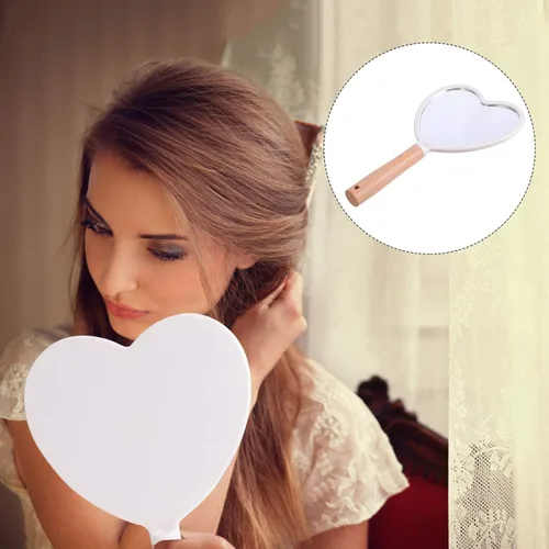 Vista 8 de Beaupretty Espejos de mano en forma de corazón, espejo de mano, espejos de maquillaje de viaje, espejos de mano con mango espejo cosmético