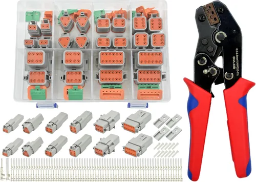 Kit de conectores DT de 216 piezas con crimpadora de alambre de trinquete para conector Deutsch, 2 3 4 6 8 12 pines conectores eléctricos