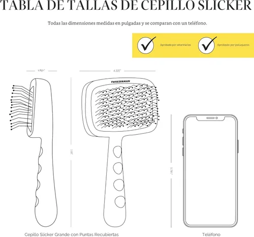 Vista 9 de Tweezerman Dog and Cat Slicker Brush for Pets, Grooming Brush with Coated Bristles to Prevent Scratching and Ergonomic Handle