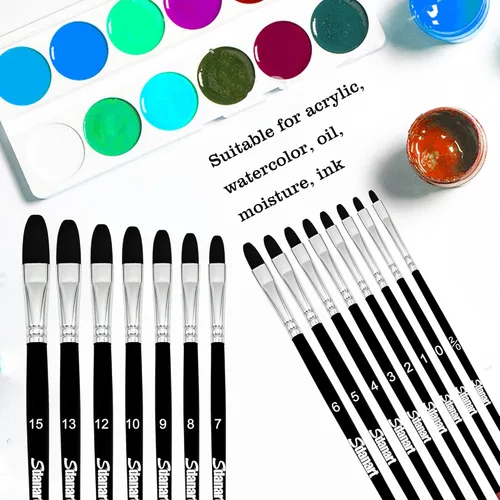Vista 5 de Sdanart Filbert - Juego de pinceles de pintura, 15 piezas de diferentes tamaños, pinceles de artista para acuarela, acrílico, detalles de tinta