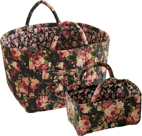vctops Paquete de 2 cestas de almacenamiento acolchadas de tela bohemia floral (Floral G)