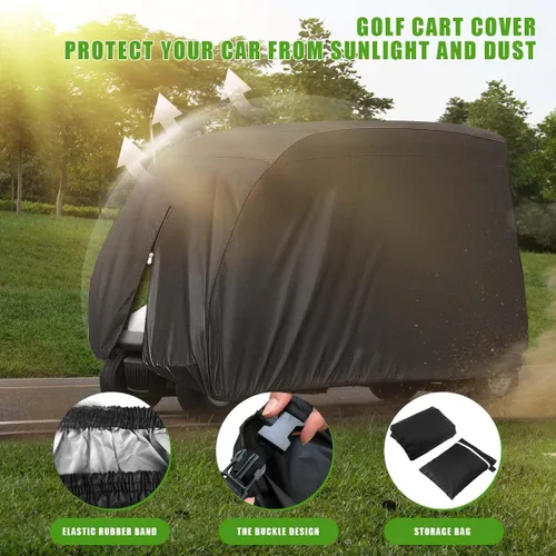 Vista 8 de KISEER Funda impermeable para carrito de golf 420D para 4 pasajeros para EZ GO Club Car Yamaha, a prueba de sol y polvo