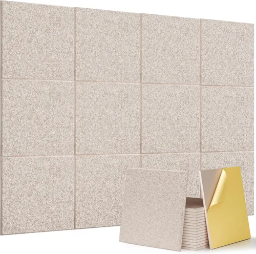 Vista 10 de Paquete de 56 Paneles de Espuma Acústica 1"x12"x12" Paneles de Pared Acústicos de Recuperación Rápida Paneles Reductores de Sonido de Alta
