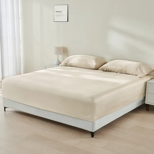 Vista 22 de Gokotta Sábana bajera ajustable y funda de almohada de rayón de bambú, sábana refrescante súper suave con 4 correas elásticas en las esquinas