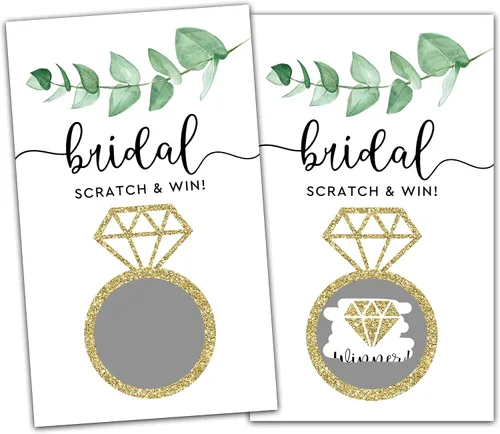 Vista 6 de Juego de 50 tarjetas para raspar para despedida de soltera, tarjetas de boletos de lotería para despedida de soltera, boda, fiesta de compromiso