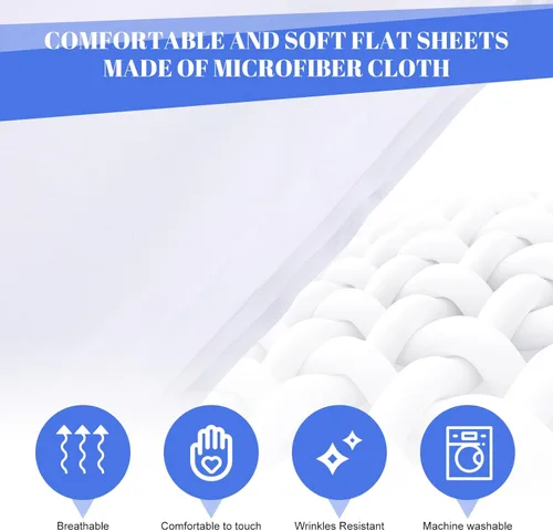 Vista 3 de Preboun Paquete de 10 sábanas encimeras Queen de 102 x 105 pulgadas, sábanas de microfibra suave a granel para hotel, resistentes a las arrugas