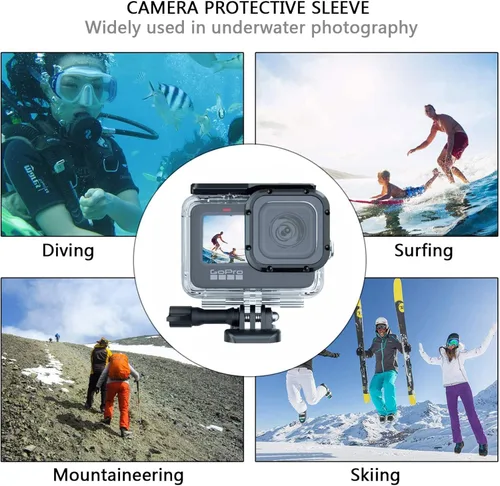 Vista 6 de Funda impermeable para GoPro Hero 13 12 11 10 9 accesorios, SRUIM Subacuático Buceo 50M/164FT Carcasa protectora para Go Pro Hero12 Cámara de acción
