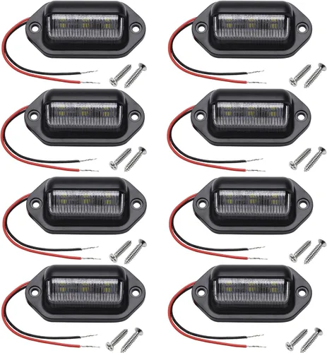 Vista 10 de 2 luces LED ámbar amarillas para placa de matrícula, 12V-24V DC impermeable 6-SMD lámpara de placa de matrícula luz trasera, para camión SUV