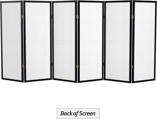 Vista 6 de Pantalla Shoji corta de doble cruz de 4 pies - Negro - 6 paneles