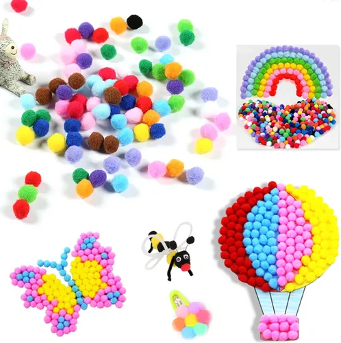 Vista 2 de Acerich 2000 pompones surtidos de 0.39 pulgadas para artes y manualidades, bolas de pompones peludos para manualidades creativas y decoración