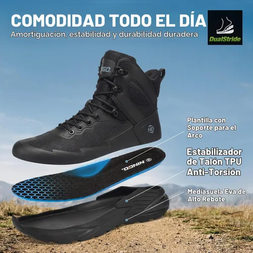 Vista 6 de NINGO Men's Military Tactical Waterproof Boots, Non Slip Work Boots for Men Negro